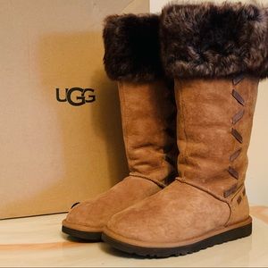 Brown UGG Boots With Dark Brown Fur